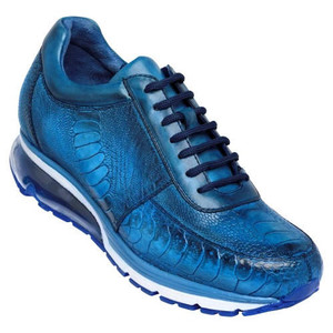  Belvedere Mens Blue Ostrich Skin Sneaker Bubble Heel Todd 