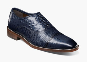 Stacy Adams Shoes Blue Ostrich Lizard Texture Leather 25527-400 Stacy Adams Shoes Blue Ostrich Lizard Texture Leather 25527-400