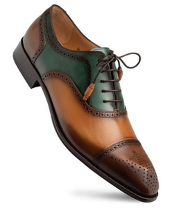 Mezlan Mens Tri-Tone Cap Toe Oxford Brown Galante Mezlan Mens Tri-Tone Cap Toe Oxford Brown Galante