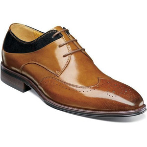  Stacy Adams Dress Shoes Tan Black Leather Wingtip 25314-238 IS 