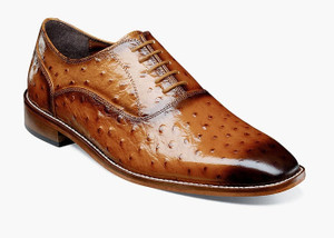 Stacy Adams Tan Burnished Ostrich Printed Leather 25472-240 IS   Stacy Adams Tan Burnished Ostrich Printed Leather 25472-240 IS