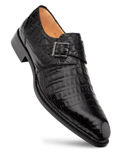Mezlan Men's Black Crocodile Monk Strap Dress Shoes Gigolo Mezlan Men's Black Crocodile Monk Strap Dress Shoes Gigolo