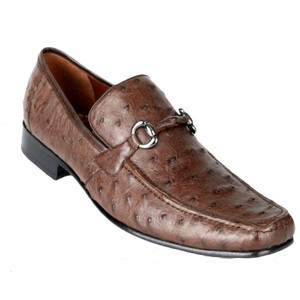 Los Altos Brown Ostrich Skin Metal Bit Loafers ZV100307 Los Altos Brown Ostrich Skin Metal Bit Loafers ZV100307