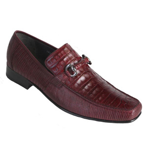 Los Altos Burgundy Crocodile Lizard Metal Bit Loafers ZV103706 Los Altos Burgundy Crocodile Lizard Metal Bit Loafers ZV103706