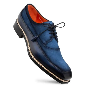  Mezlan Men's Navy Derby Fashion Shoes Calfskin/Suede  Summit 