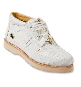Los Altos White Crocodile Ostrich Ankle Boot ZA050228   Los Altos White Crocodile Ostrich Ankle Boot ZA050228