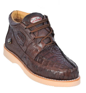 Los Altos Brown Crocodile Ostrich Ankle Boot ZA050207   Los Altos Brown Crocodile Ostrich Ankle Boot ZA050207