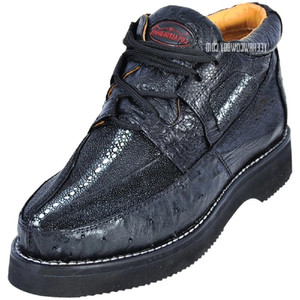 Los Altos Black Stingray Ostrich Casual Ankle Boot ZA0511105 Los Altos Black Stingray Ostrich Casual Ankle Boot ZA0511105