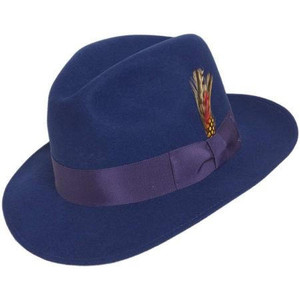 Capas Mens Royal Blue Fedora Hat Untouchable Wool Felt Hats Capas Mens Royal Blue Fedora Hat Untouchable Wool Felt Hats