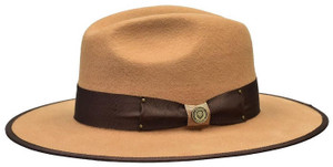 Bruno Capelo Designer Camel Brown Wide Flat Brim Hat Men UB304   Bruno Capelo Designer Camel Brown Wide Flat Brim Hat Men UB304