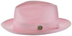 Bruno Capelo Mens Pink Designer Straw Summer Hat FN-827 Bruno Capelo Mens Pink Designer Straw Summer Hat FN-827