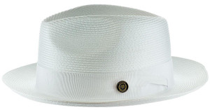 Bruno Capelo Men's White Straw Fedora Hat FN-820   Bruno Capelo Men's White Straw Fedora Hat FN-820