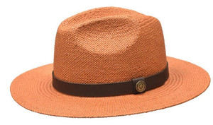 Bruno Capelo Men's Summer Flat Brim Straw Hat Rust CA423   Bruno Capelo Men's Summer Flat Brim Straw Hat Rust CA423