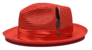 Bruno Capelo Men's Red Straw Fedora Summer Hat JU-917 Bruno Capelo Men's Red Straw Fedora Summer Hat JU-917