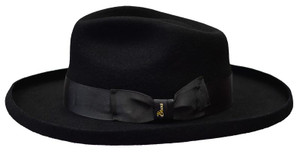 Bruno Capelo Mens Black Fedora Hat Wide Brim Wool Felt RB860 Bruno Capelo Mens Black Fedora Hat Wide Brim Wool Felt RB860