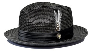 Bruno Capelo Mens Summer Fedora Hats Black JU-900   Bruno Capelo Mens Summer Fedora Hats Black JU-900