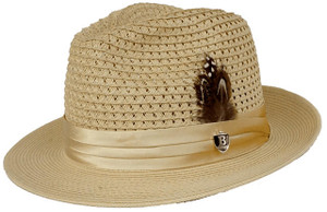 Bruno Capelo Mens Summer Fedora Hats Beige JU-925   Bruno Capelo Mens Summer Fedora Hats Beige JU-925