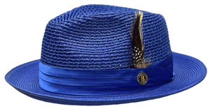 Bruno Capelo Mens Summer Fedora Hats Royal Blue JU-922 Bruno Capelo Mens Summer Fedora Hats Royal Blue JU-922