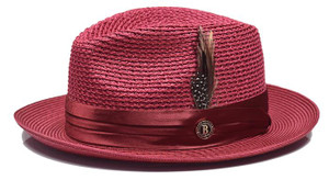 Bruno Capelo Julian Men's Woven Summer Hat Burgundy JU-912   Bruno Capelo Julian Men's Woven Summer Hat Burgundy JU-912