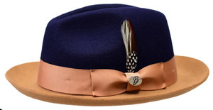 Bently Mens Short Brim Two Tone Hat Navy Camel DM-751 Bently Mens Short Brim Two Tone Hat Navy Camel DM-751