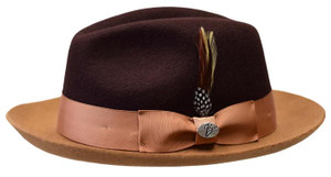 Bently Mens Short Brim Two Tone Hat Brown Camel DM-756 Bently Mens Short Brim Two Tone Hat Brown Camel DM-756