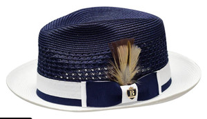 Bruno Capelo Summer Hat Fedora Navy White BD-957 Bruno Capelo Summer Hat Fedora Navy White BD-957