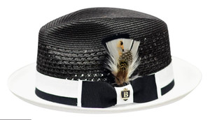 Bruno Capelo Summer Hat Fedora Black White BD-950 Bruno Capelo Summer Hat Fedora Black White BD-950