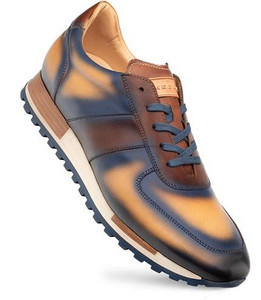 Mezlan Mens Blue Calfskin Tri Color Fashion Sneaker Latini Mezlan Mens Blue Calfskin Tri Color Fashion Sneaker Latini