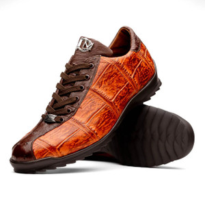 Marco Di Milano Brandy Brown Tennis Shoes Alligator/ Ostrich Saulo