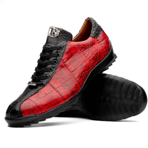 Marco Di Milano Red Black Sneakers Alligator/ Ostrich Saulo