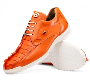  Marco Di Milano Caiman Crocodile & Calfskin Fashion Orange Sneakers Udine 