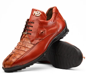 Marco Di Milano Caiman Crocodile & Calfskin Luxury Cognac Sneakers Udine