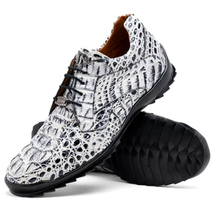  Marco Di Milano Kratos Men's Genuine Caiman Crocodile Black/ White Exotic Dress Sneakers 