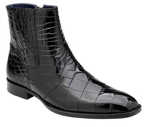  Belvedere Men's Black Allgator Chelsea Boots Ivan 