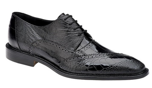  Belvedere Shoes Mens Black Ostrich Eel Lace Up Nino 0B4 