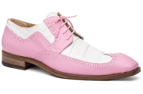  Mauri Pink and White Alligator Calfskin Shoes Wingtip 3258 Goodfella 