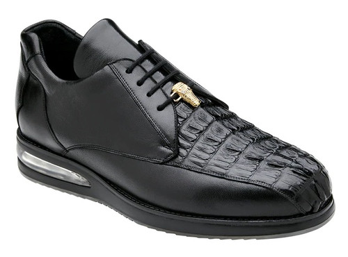 Belvedere Black Crocodile Dress Sneakers for Men Marcus