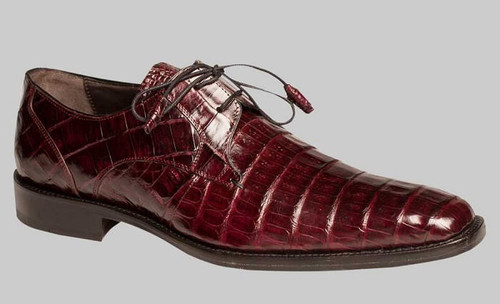  Mezlan Burgundy Crocodile Shoes Men Plain Toe Anderson 