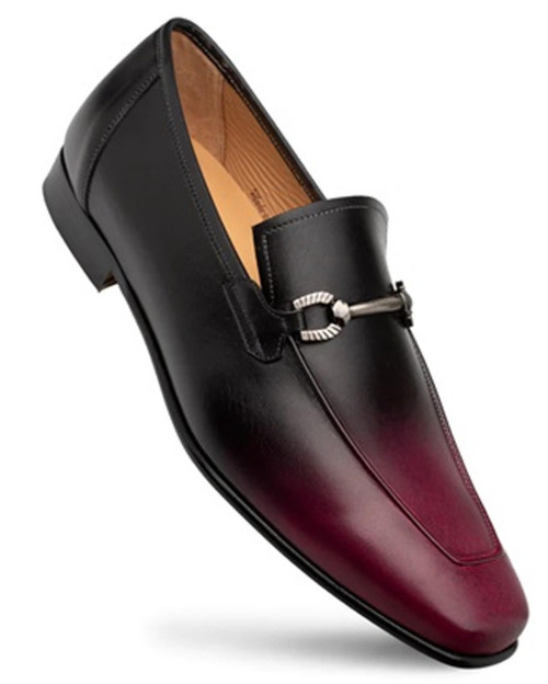  Mezlan Mens Two-Tone Loafer Burgundy Calfskin Hand Stained Brunello 