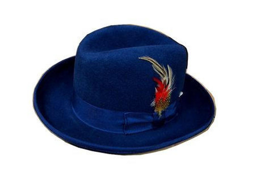  Capas Mens Royal Blue Godfather Hat Homburg Wool Felt 