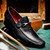 Marco di Milano Mens Black Lizard Loafer Metal Bit Fabro