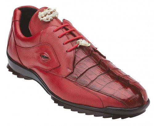 Belvedere Red Fancy Hornback Real Crocodile Unique Looking Sneaker