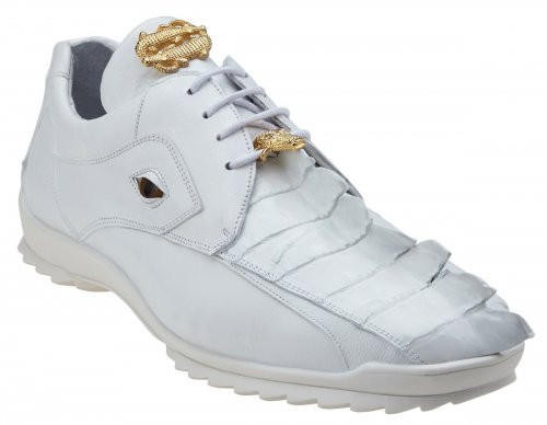 Belvedere White Hornback Unique Crocodile Eye Sneaker Vasco 336122