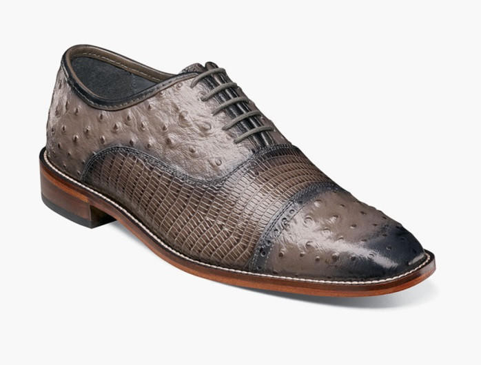 Stacy Adams Shoes Gray Ostrich Lizard Leather 25527-020
