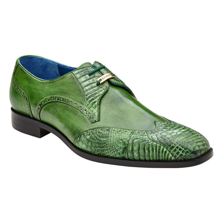  Belvedere Men's Alligator Wingtip Shoes Green Antonio 