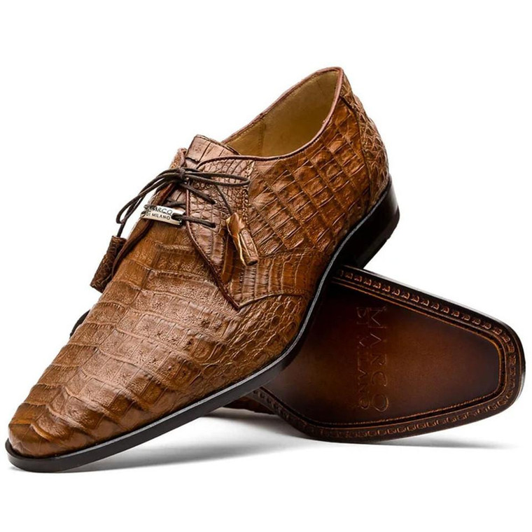  Marco Milano Exotic Caiman Shoes Tan/Brown Gator Derby Lacio 