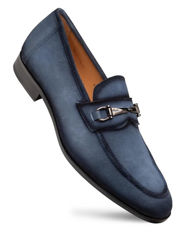  Mezlan Mens Italian Suede Ornament Bit Loafer Blue Bracco 