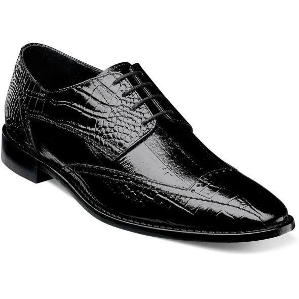 Stacy Adams Black Alligator Texture Wingtip Leather 25366-001 | 11M ONLY