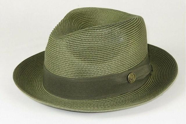  Bruno Capelo Men's Summer Fedora Straw Hat Olive FN-829 