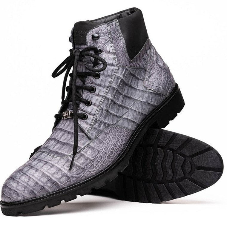 Marco Di Milano Caiman Crocodile Lace Up Fashion  Boots Grey Leoni